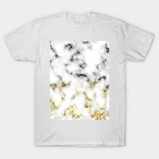 Black and white marble gold sparkle flakes T-Shirt
